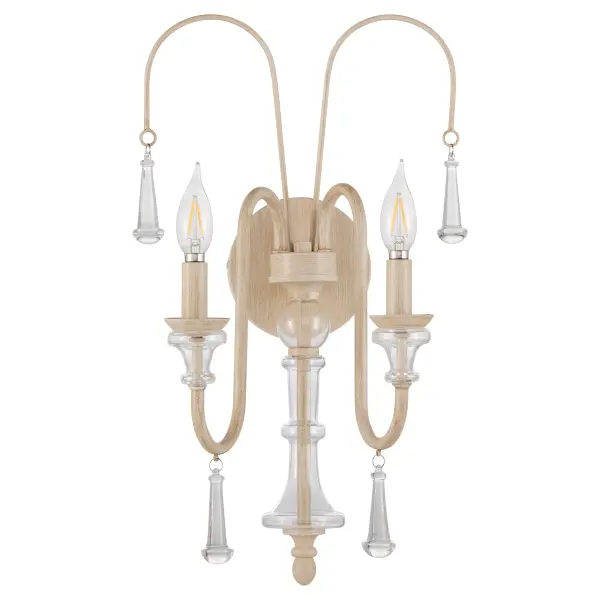 European-Inspired Elegance with Crystal Accents and Washed Oak Finish - Image 1