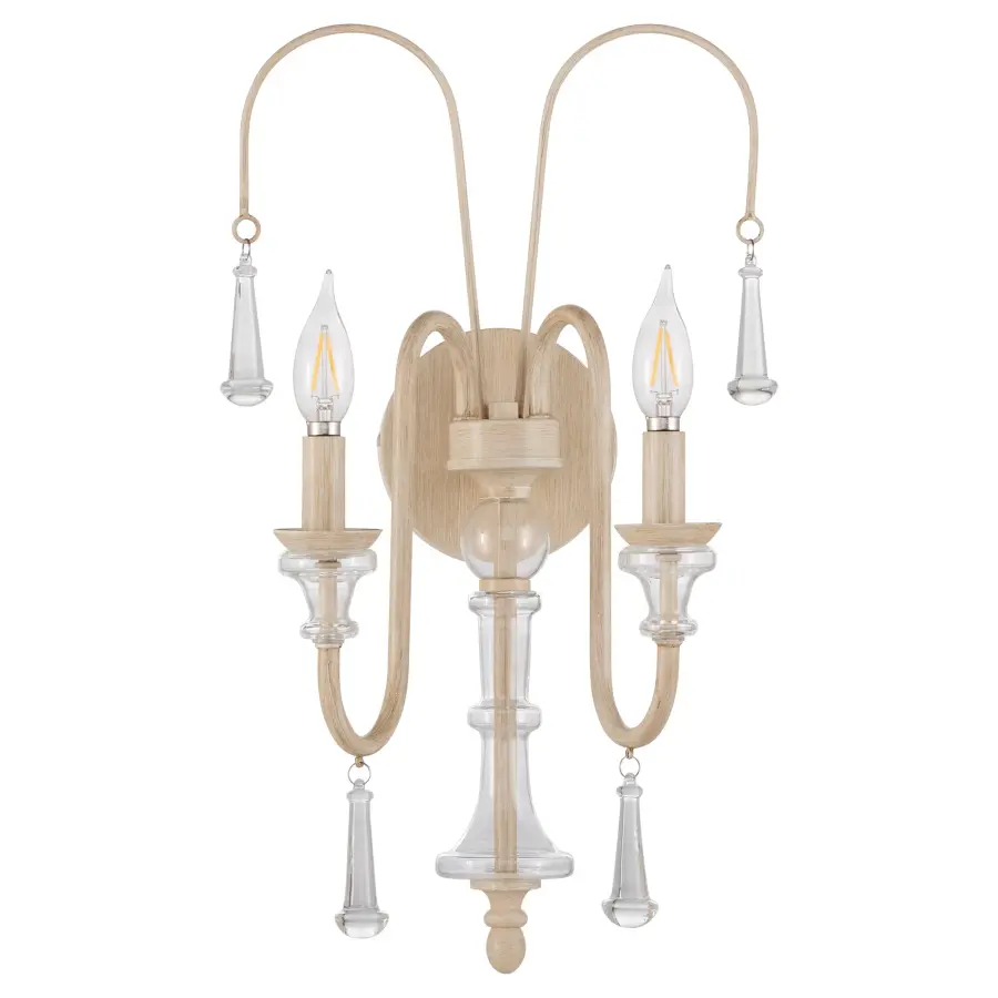 European-Inspired Elegance with Crystal Accents and Washed Oak Finish - Image 1