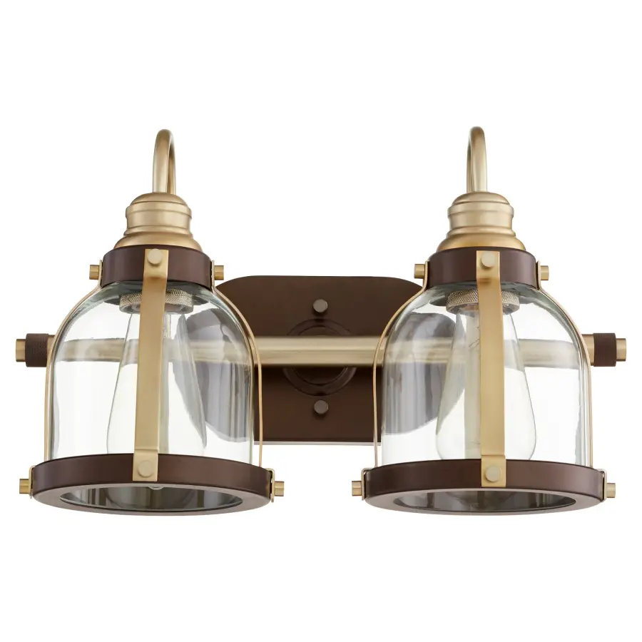 Denny 2-Light Transitional Vanity in Aged Brass and Oiled Bronze