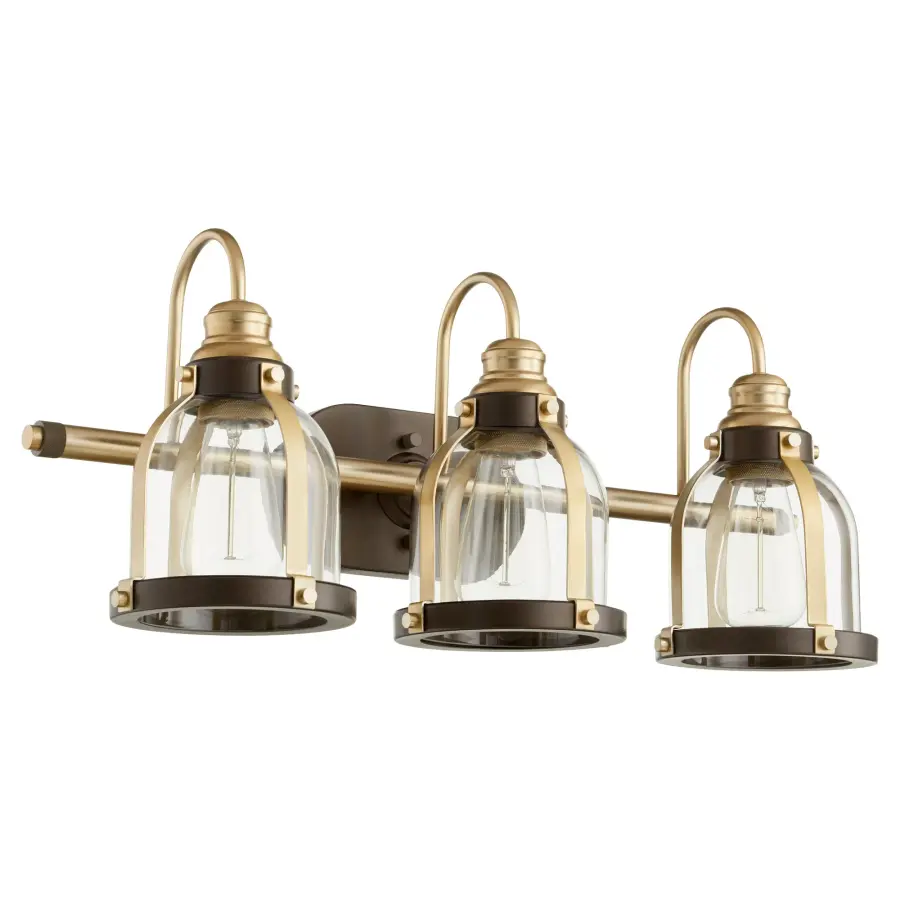 Denny 3-Light Vanity in Aged Brass and Oiled Bronze - Image 1
