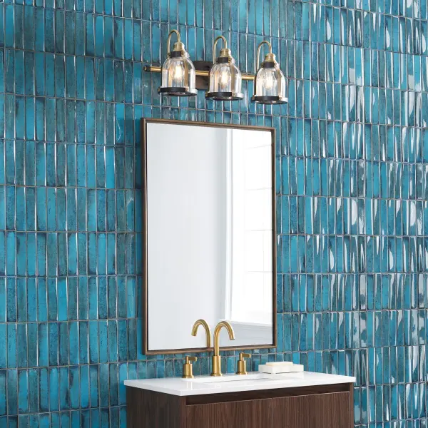 Denny 3-Light Vanity in Aged Brass and Oiled Bronze - Image 3