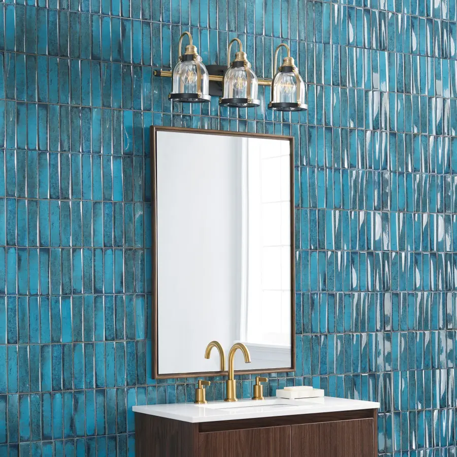 Denny 3-Light Vanity in Aged Brass and Oiled Bronze - Image 4