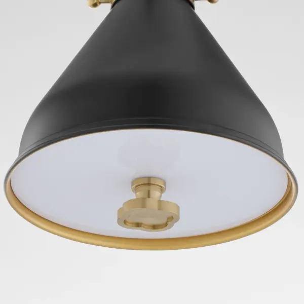 Bonnel 1-Light Wall Sconce in Matte Black with Aged Brass - Image 3
