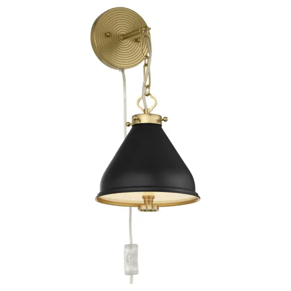 Bonnel 1-Light Wall Sconce in Matte Black with Aged Brass - Image 6