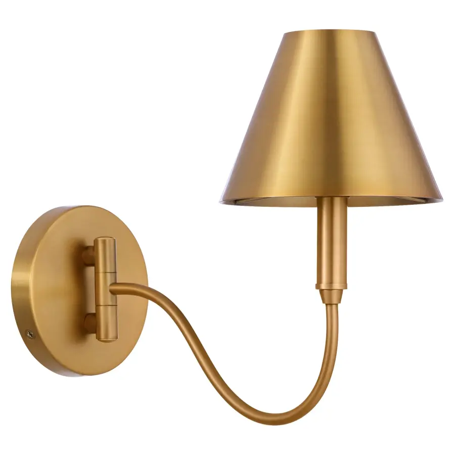 Waltz 1-Light Swing-Arm Wall Sconce in Brushed Brass - Image 1