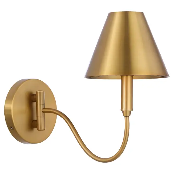 The Waltz swing-arm sconce combines traditional styling with modern functionality. Its adjustable arm and dual installation options make it ideal for reading nooks and task lighting, while the brushed brass finish adds warmth. - alternate view