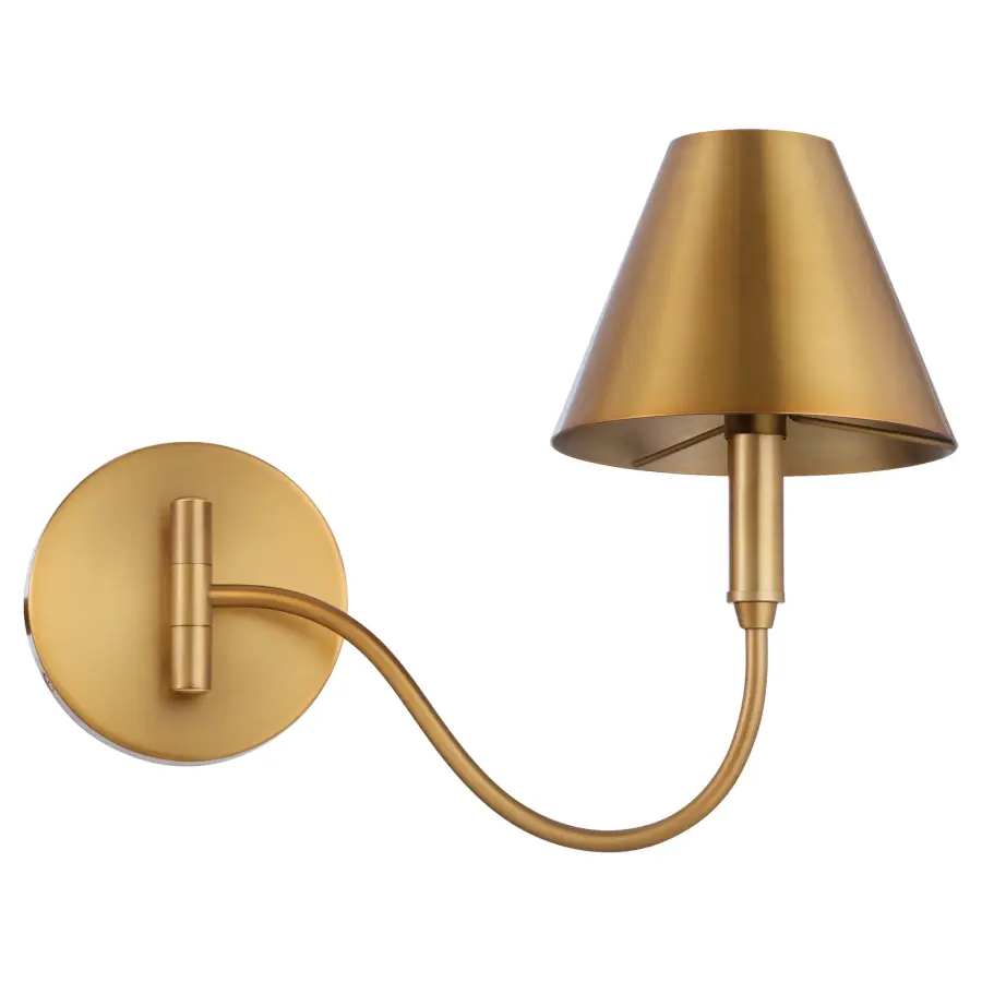 Waltz 1-Light Swing-Arm Wall Sconce in Brushed Brass - Image 3