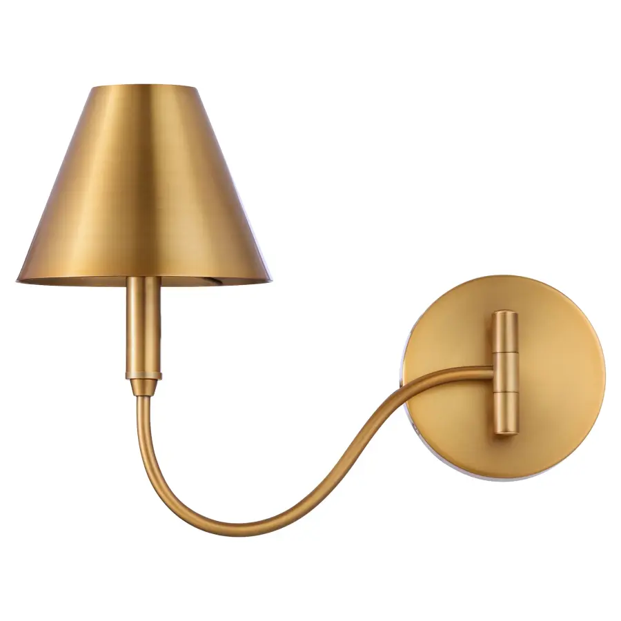 Waltz 1-Light Swing-Arm Wall Sconce in Brushed Brass - Image 4