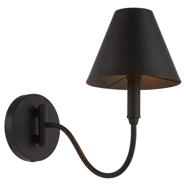 The Waltz swing-arm sconce delivers timeless elegance with practical flexibility. Its adjustable arm and conical shade make it ideal for reading nooks and task lighting, while the matte black finish adds contemporary appeal. - alternate view