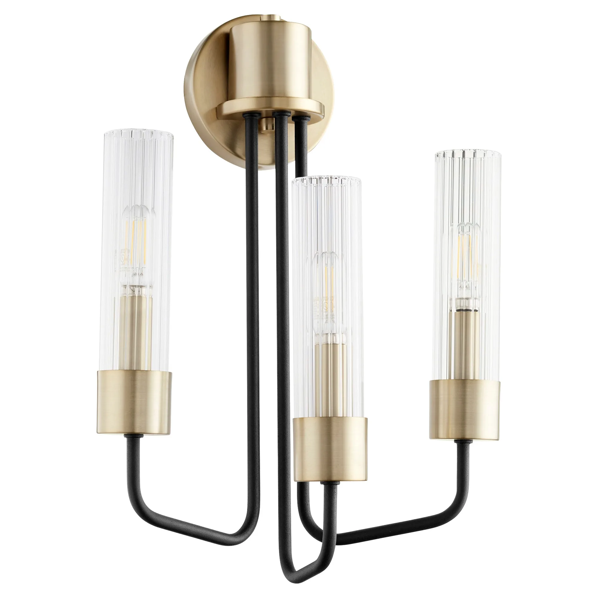 Helix 3-Light Transitional Wall Sconce in Black and Aged Brass