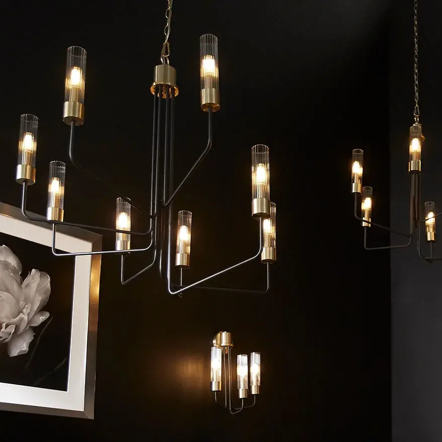 Helix 3-Light Transitional Wall Sconce in Black and Aged Brass - Image 3