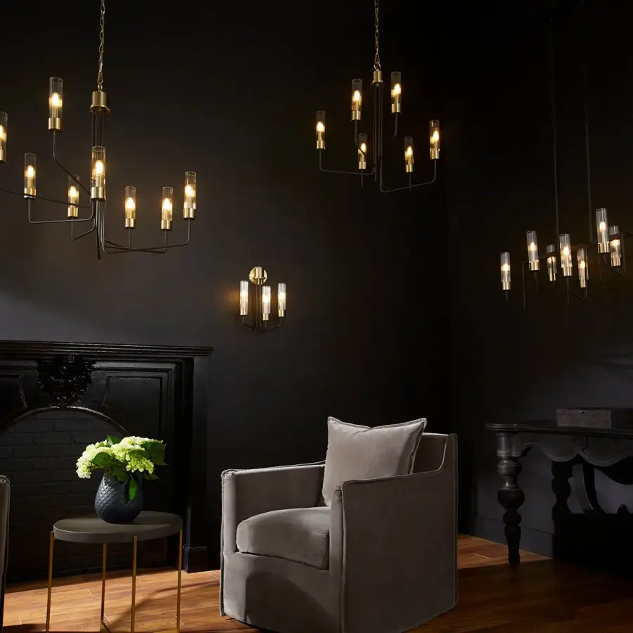 Helix 3-Light Transitional Wall Sconce in Black and Aged Brass - Image 4