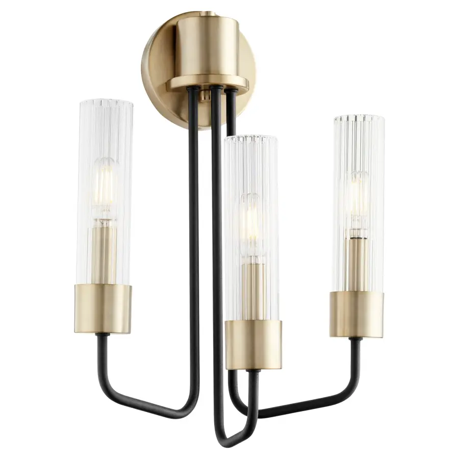 Helix 3-Light Transitional Wall Sconce in Black and Aged Brass - Image 6