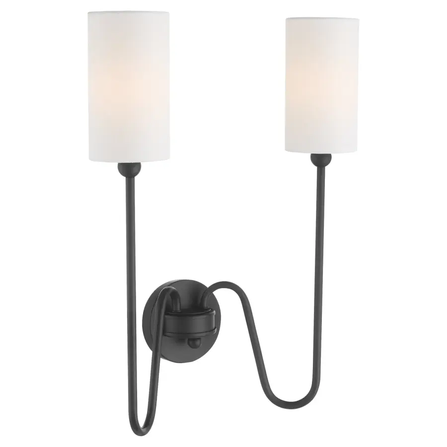 Charlotte 2-Light Wall Sconce in Matte Black - Image 3