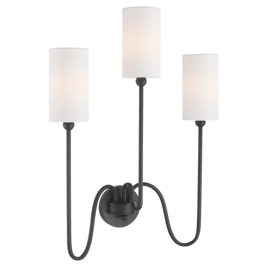 Charlotte 3-Light Wall Mount in Matte Black - Image 2