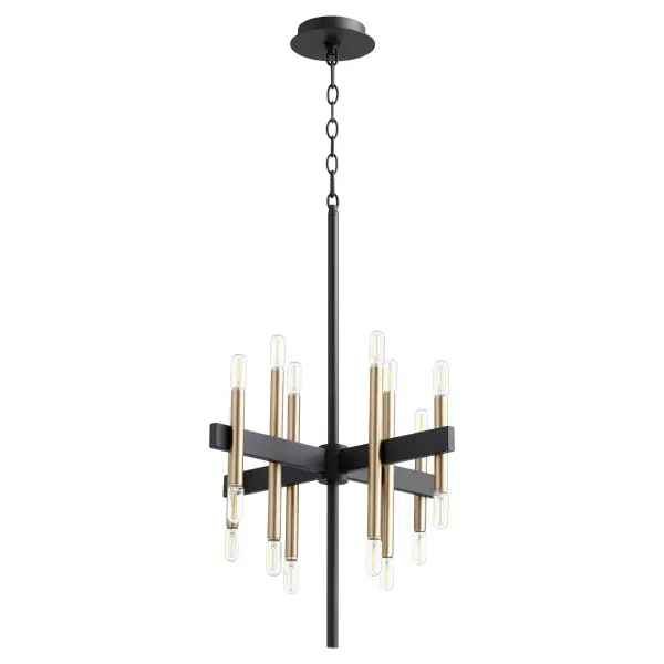 Luxe 16-Light Chandelier in Black and Aged Brass - Image 1