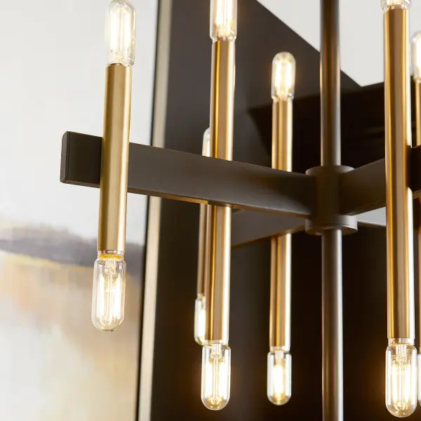Luxe 16-Light Chandelier in Black and Aged Brass - Image 2