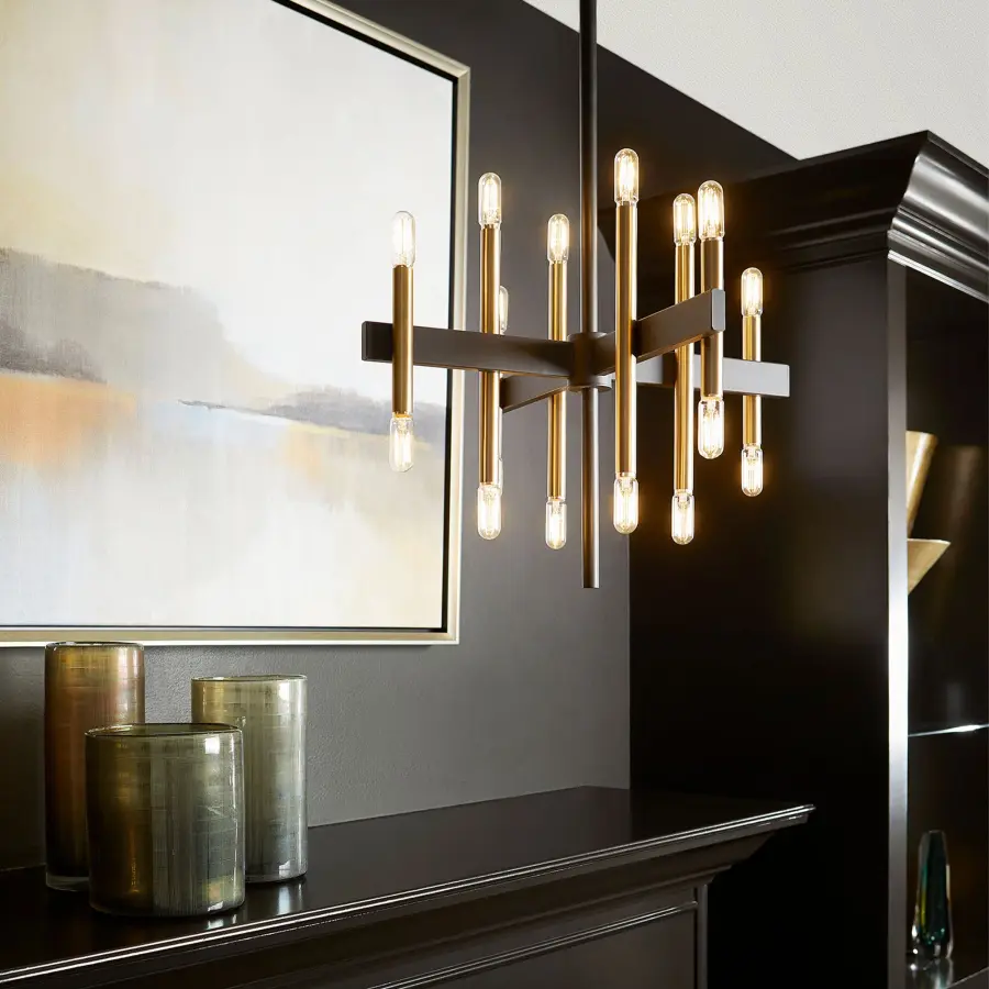 Luxe 16-Light Chandelier in Black and Aged Brass - Image 3