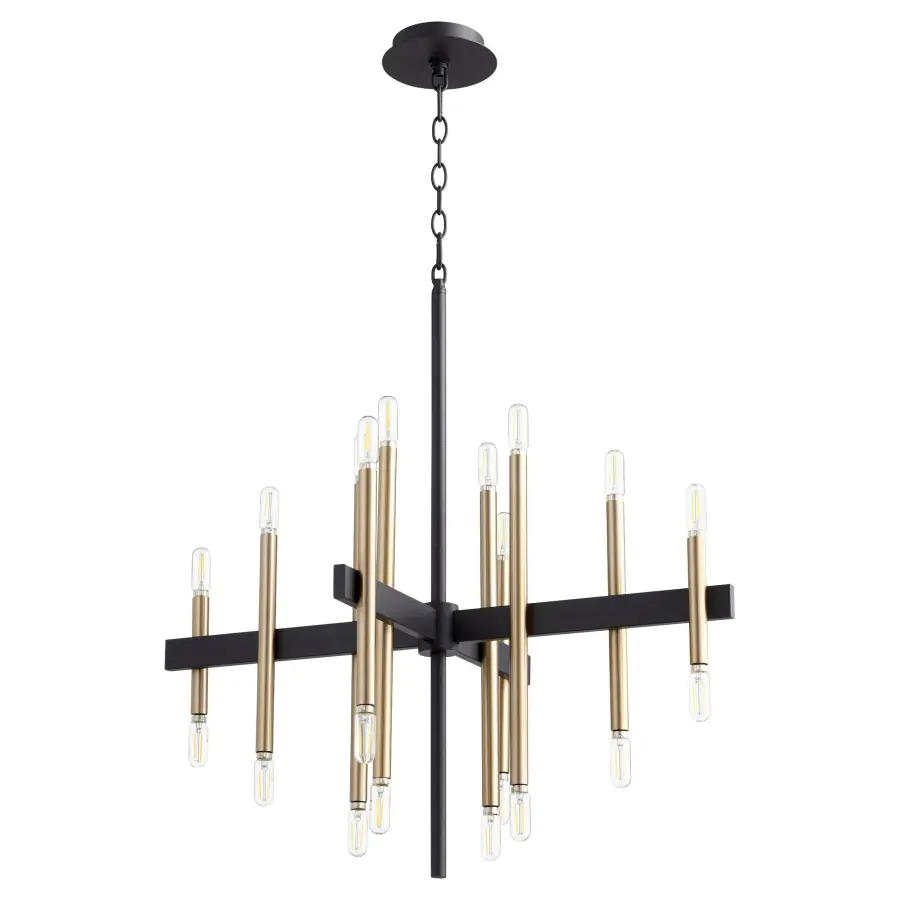 Luxe 20-Light Chandelier in Black and Aged Brass - Image 1