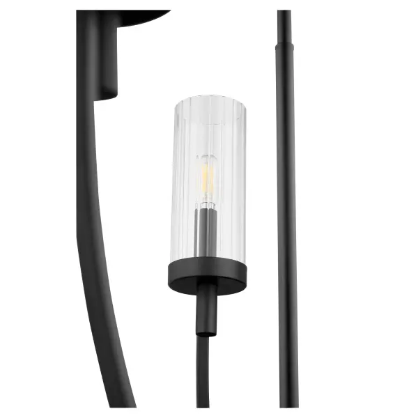 The Ladin chandelier brings serene sophistication with its rounded angles and bold linear design. The fresh black finish and clean lines embody a less-is-more aesthetic, perfect for contemporary spaces. - alternate view