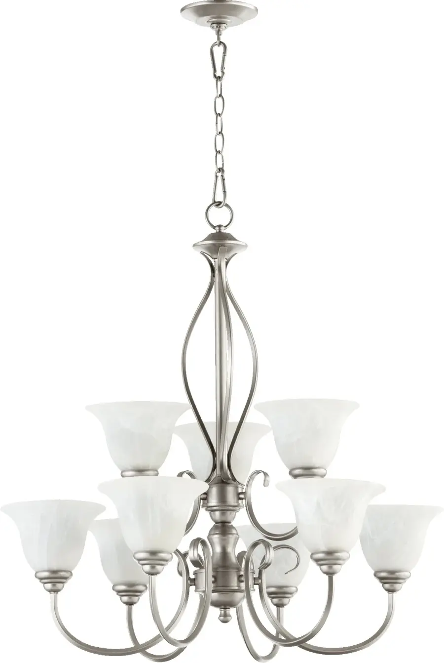 Spencer 9-Light Transitional Chandelier in Classic Nickel - Image 1