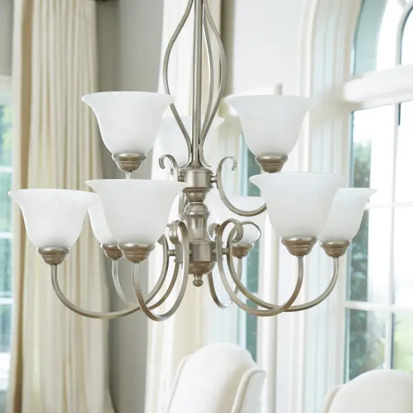 Spencer 9-Light Transitional Chandelier in Classic Nickel - Image 3