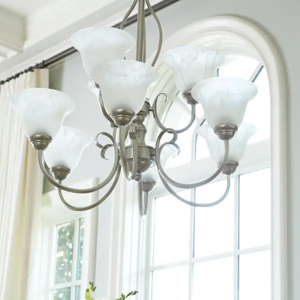 Spencer 9-Light Transitional Chandelier in Classic Nickel - Image 4