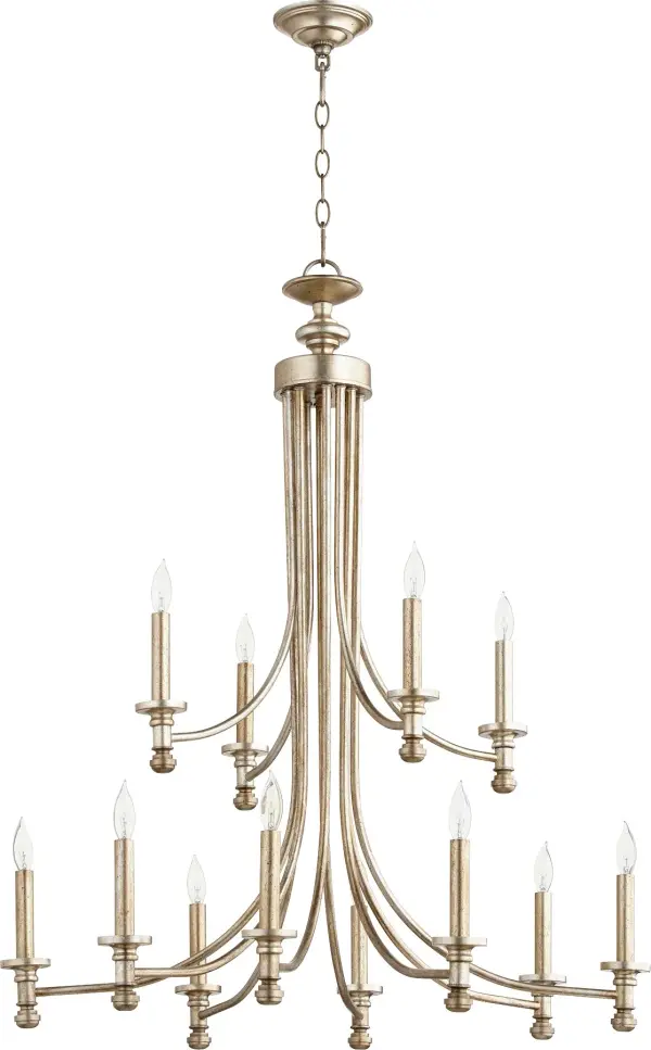 Rossington 12-Light Chandelier in Aged Silver Leaf