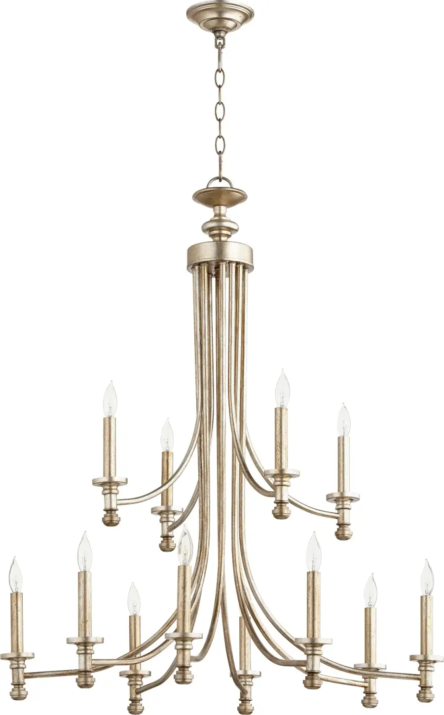 Rossington 12-Light Chandelier in Aged Silver Leaf