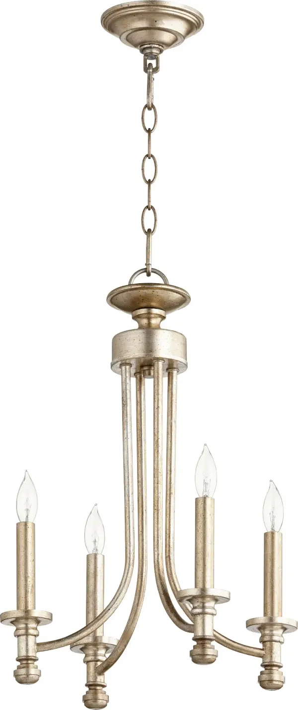 The Rossington 4-Light Chandelier brings classic elegance with its aged silver leaf finish. Perfect for traditional and transitional spaces, this fixture offers refined lighting for dining rooms and entryways.