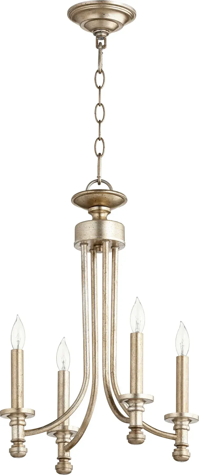 Rossington 4-Light Chandelier in Aged Silver Leaf