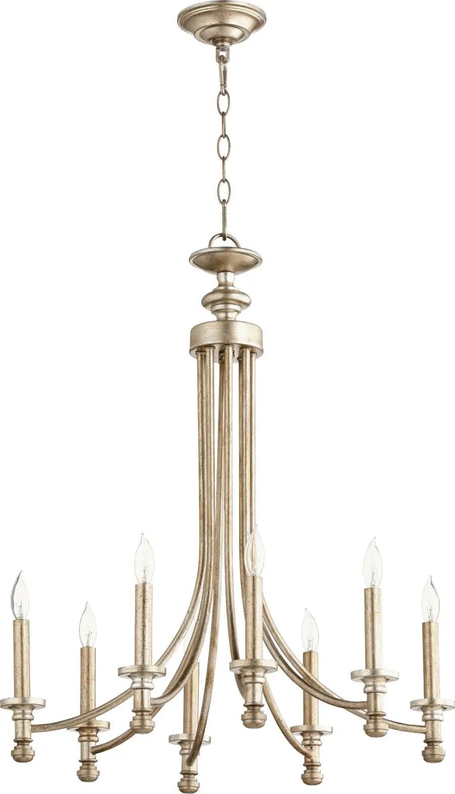 Rossington 8-Light Chandelier in Aged Silver Leaf