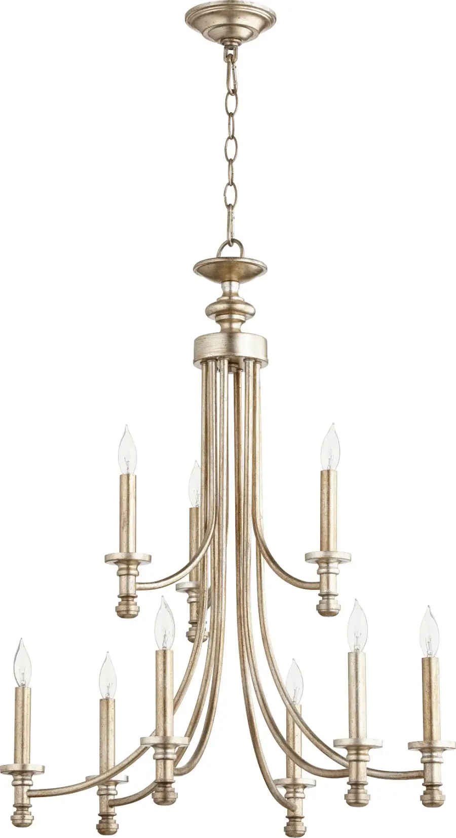 Rossington 9-Light Chandelier in Aged Silver Leaf