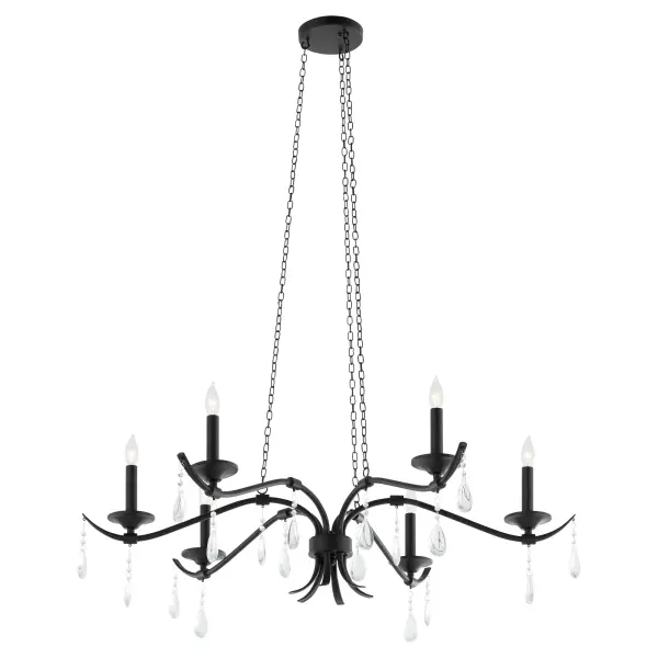Elegant Crystal Chandelier with Modern Matte Black Finish - Image 1
