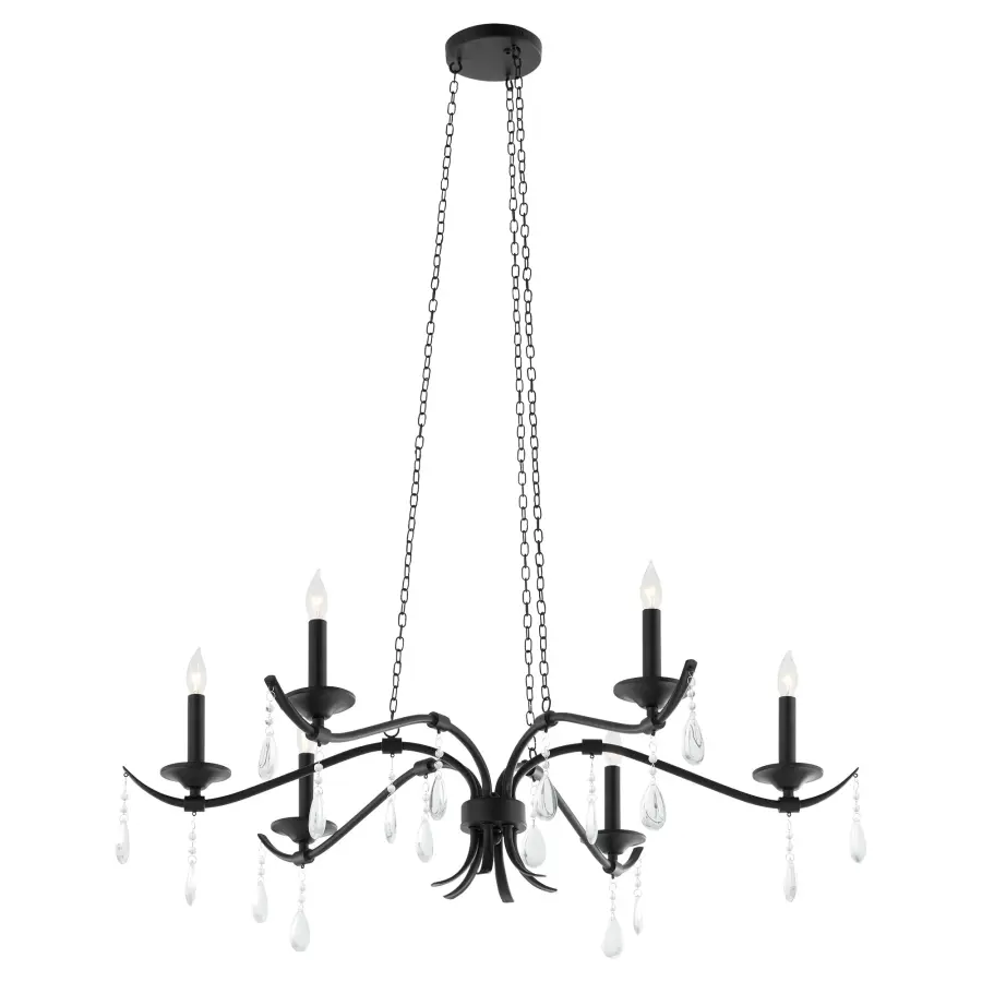 Elegant Crystal Chandelier with Modern Matte Black Finish - Image 1