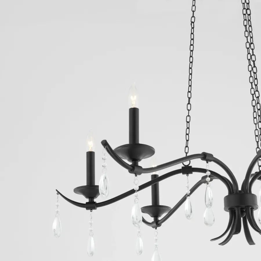 Elegant Crystal Chandelier with Modern Matte Black Finish - Image 2