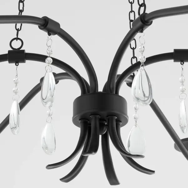 Elegant Crystal Chandelier with Modern Matte Black Finish - Image 3