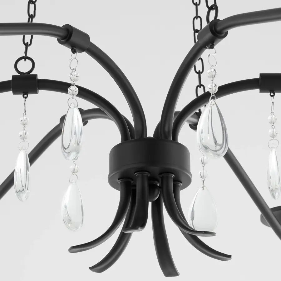 Elegant Crystal Chandelier with Modern Matte Black Finish - Image 3