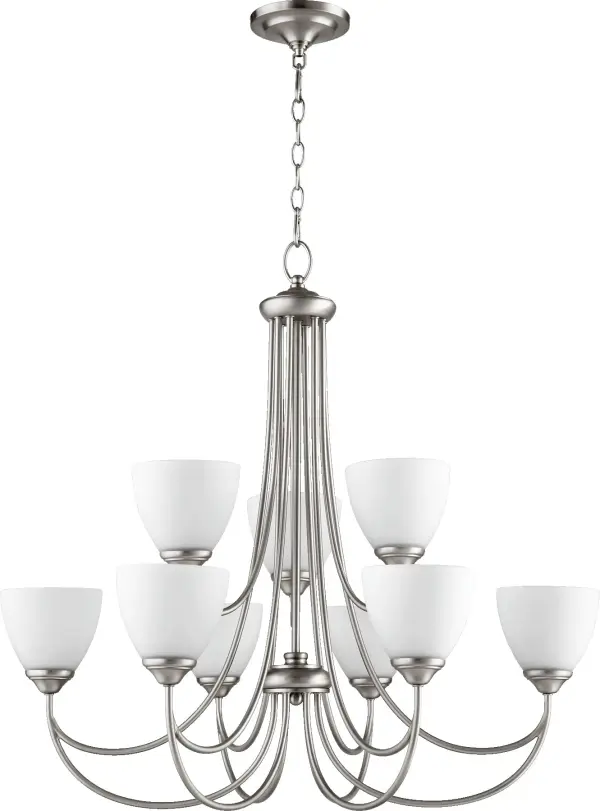 Versatile 9-Light Chandelier with Timeless Satin Nickel Finish