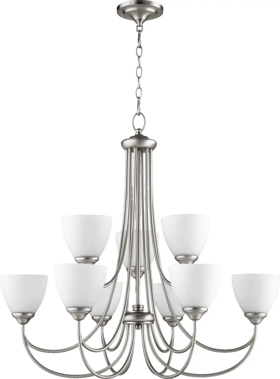 Versatile 9-Light Chandelier with Timeless Satin Nickel Finish