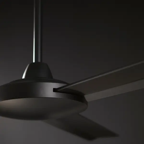 The Aerovon ceiling fan combines geometric minimalism with industrial strength. Its 52-inch blade span and cylindrical motor housing deliver powerful airflow while maintaining a sleek, modern aesthetic perfect for contemporary spaces. - alternate view