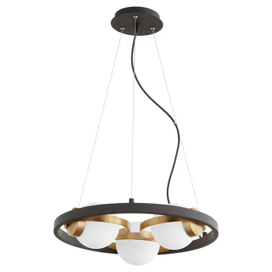Nimbus 3-Light Chandelier in Black with Aged Brass - Image 1