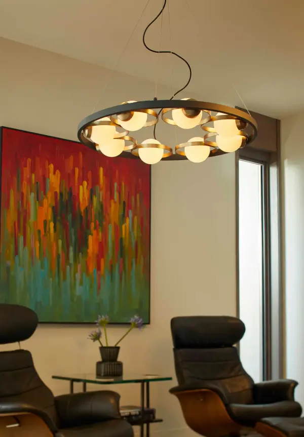 Nimbus 8-Light Chandelier in Black with Aged Brass - Image 4