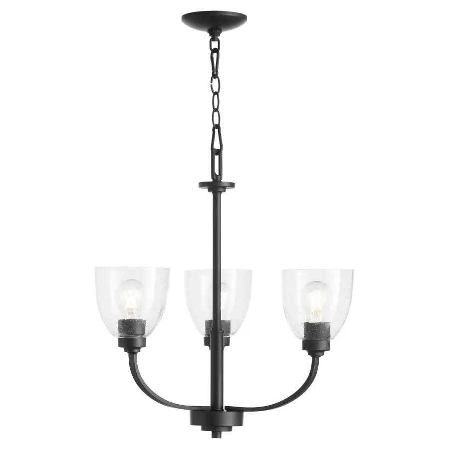 Reyes 3-Light Clear Seeded Glass Chandelier in Textured Black - Image 1