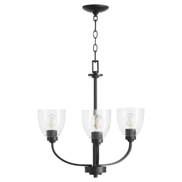 Reyes 3-Light Clear Seeded Glass Chandelier in Textured Black - Image 3