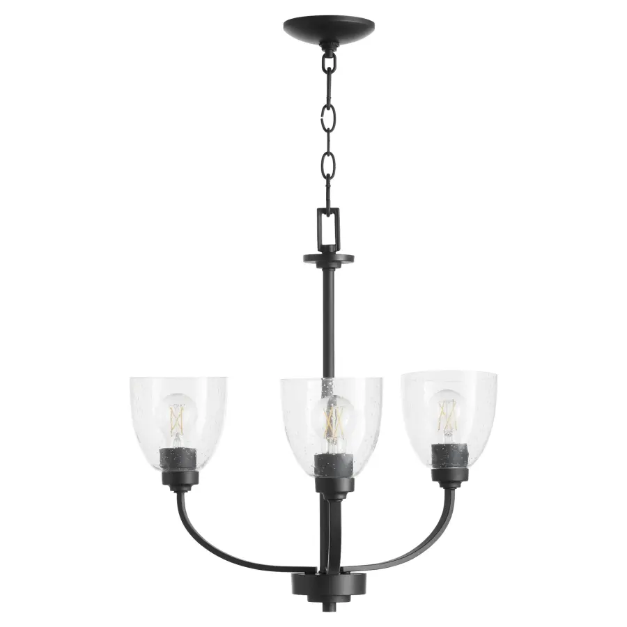 Reyes 3-Light Clear Seeded Glass Chandelier in Textured Black - Image 3