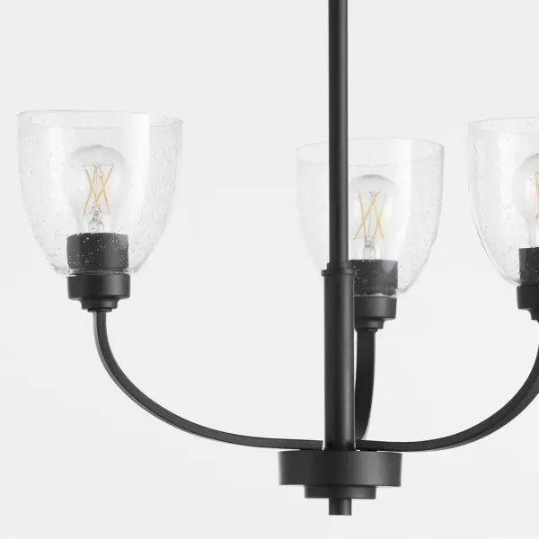 Reyes 3-Light Clear Seeded Glass Chandelier in Textured Black - Image 4