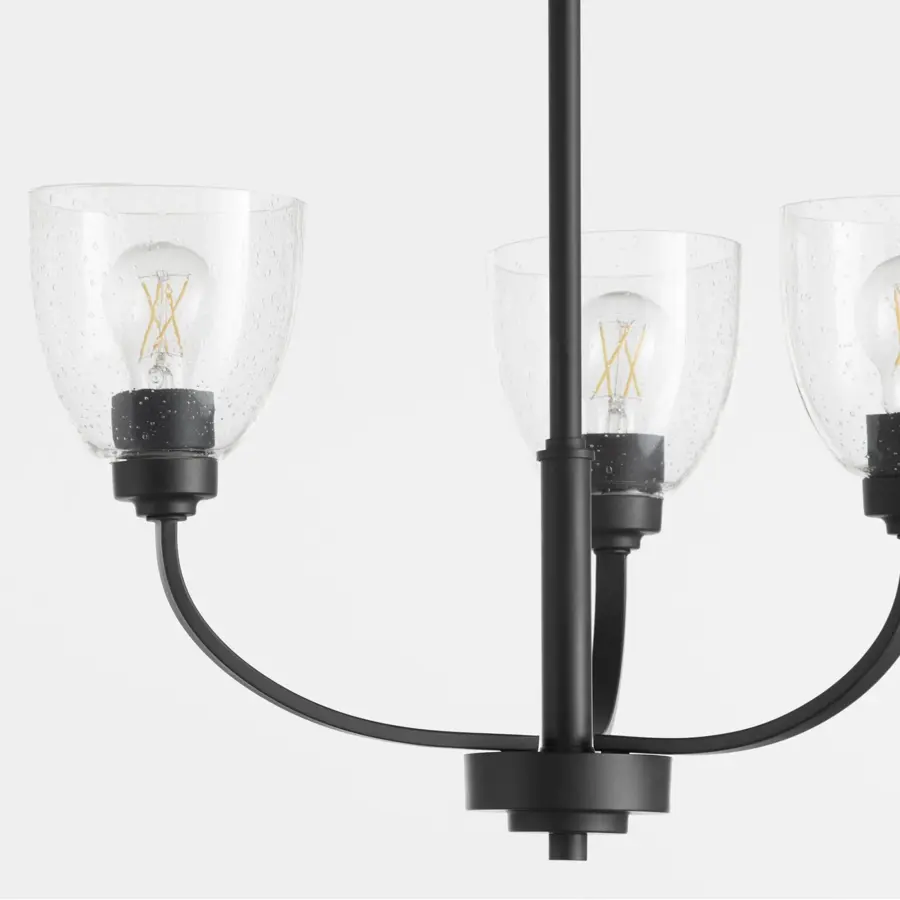 Reyes 3-Light Clear Seeded Glass Chandelier in Textured Black - Image 4