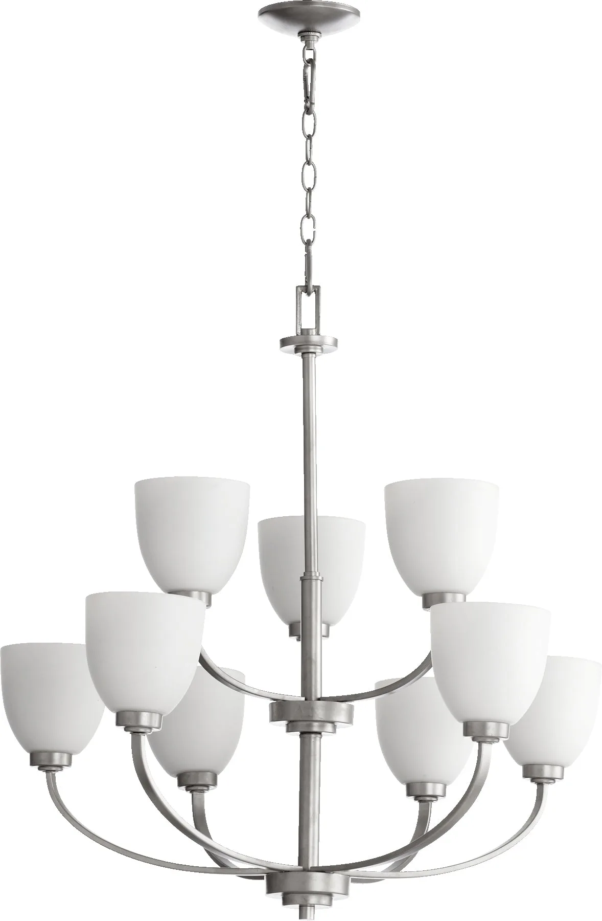 Reyes 9-Light Transitional Chandelier in Classic Nickel