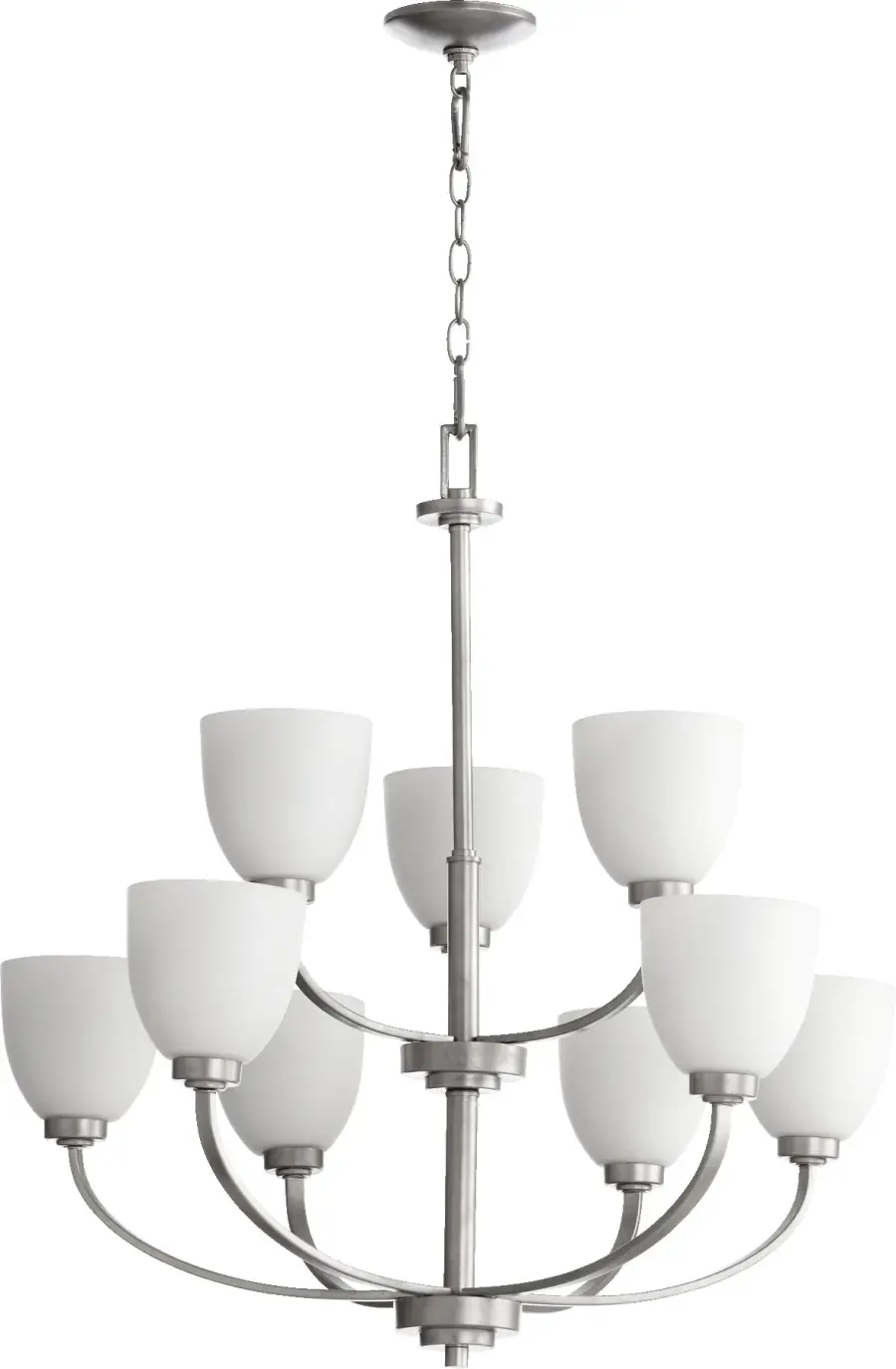 Reyes 9-Light Transitional Chandelier in Classic Nickel